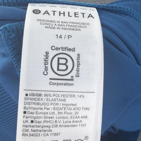 Athleta Brooklyn Ankle Pant Womens 14P Petite Blue Stretch Travel Pockets - Picture 11 of 13